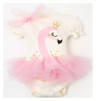 Боди с юбкой крошка Я "Фламинго", белый,рост 62-68 см