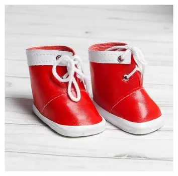 Ботинки для куклы «Завязки», длина подошвы: 7,6 см, 1 пара, цвет красный