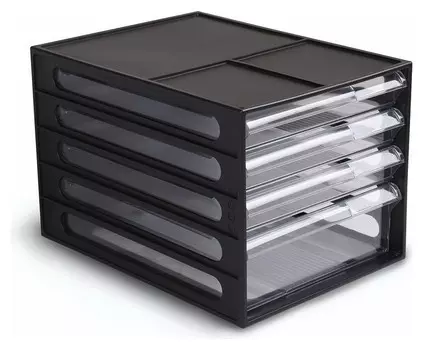 Бокс с выдвижными лотками стамм, черный 4 прозрачных лотка вл51