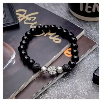 Браслет "Аккорд" дерево, цвет чёрный в серебре