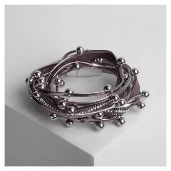 Браслет ассорти "На магните" бусинки цвет коричневый в сером металле