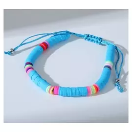 Браслет "Бисер" на резинке, неон, цвет голубой, L=7