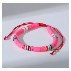 Браслет "Бисер" на резинке, неон, цвет розовый, L=7