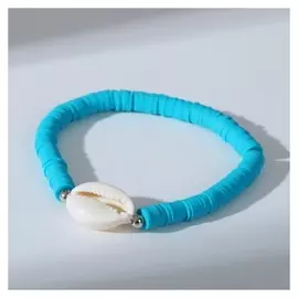 Браслет "Бисер" на резинке, ракушка, цвет морской, L=7