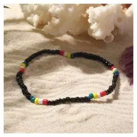 Браслет "Бисер" разноцветные бусинки, цвет чёрный, D=5см