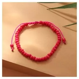 Браслет "Бисер" тренд минимал, цвет ярко-розовый, 18см