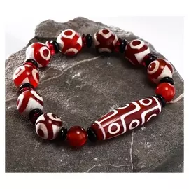 Браслет "Бусина Дзи" кольца, цвет бело-коричневый, D=7см