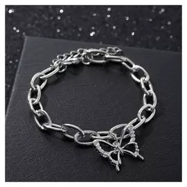 Браслет "Цепь" бабочка, лёгкость, цвет серебро, 18см
