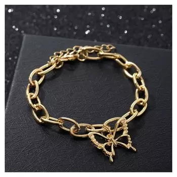 Браслет "Цепь" бабочка, лёгкость, цвет золото, 18см