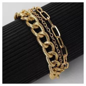 Браслет "Цепь" покрытие, многоярусный, цвет золото