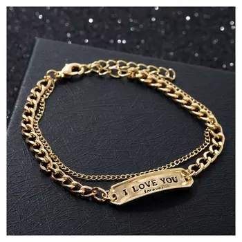 Браслет "Цепь" пряжка с признанием, цвет золото, 18см