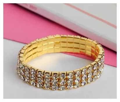 Браслет детский лёд, 3 ряда, цвет белый в золоте