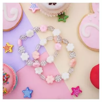 Браслет детский "Выбражулька" цветочки нежные, цвет бело-розовый