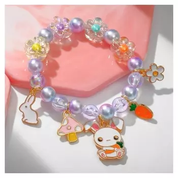 Браслет детский "Выбражулька" зайчик с морковкой, цветной в золоте