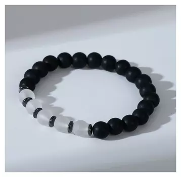 Браслет "Друиды" долматинец, цвет чёрно-белый, D=7