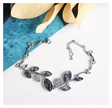 Браслет "Галиотис" листочки, цвет зеленый