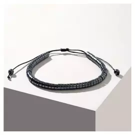 Браслет "Гематит" бисер, цвет тёмно-серый, 7 см