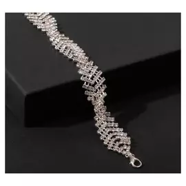 Браслет "Голливуд" переплетение, цвет белый в серебре, 20см