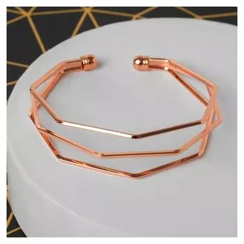 Браслет "Каркас" линии, цвет розовое золото, D=7см