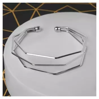 Браслет "Каркас" линии, цвет серебро, D=7см