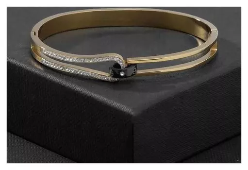 Браслет "Каркас" с кольцом, цвет белый в золоте