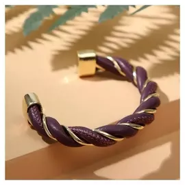 Браслет "Каркас" завиток, цвет фиолетовый в золоте, D=5 см