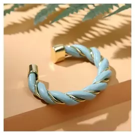 Браслет "Каркас" завиток, цвет голубой в золоте, D=5 см