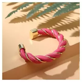 Браслет "Каркас" завиток, цвет ярко-розовый в золоте, D=5 см