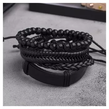 Браслет кожа "Батог", цвет чёрный