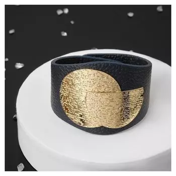 Браслет кожа Casual, цвет чёрный в золоте
