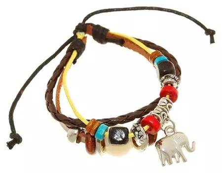 Браслет кожа "Хиппи" индийский слон