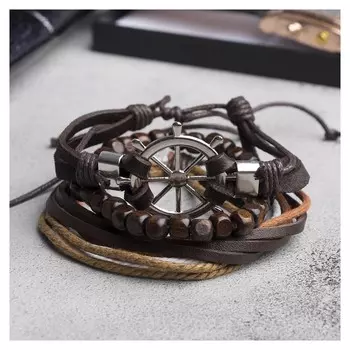 Браслет кожа "Мачта" штурвал