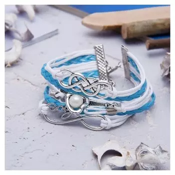 Браслет кожа "Париж" 6 нитей