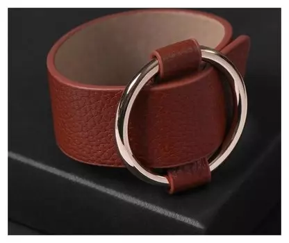 Браслет кожа "Помпеи" захват, цвет коричневый в золоте, 24 см