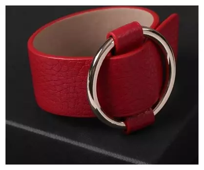 Браслет кожа "Помпеи" захват, цвет красный в золоте, 24 см