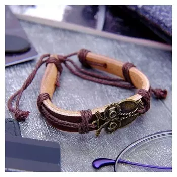 Браслет кожа "Стиль" сова