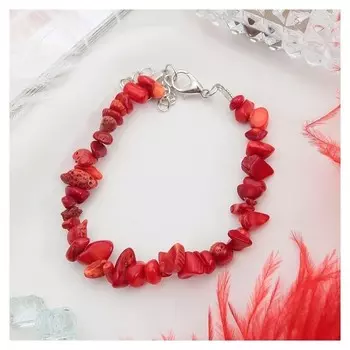 Браслет крошка 1 нить "Коралл красный"