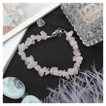 Браслет крошка 1 нить "Кварц розовый"