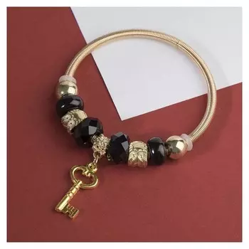 Браслет "Марджери" ключ, цвет чёрно-золотой в золоте