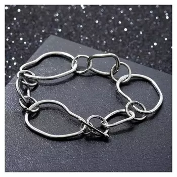 Браслет металл "Цепь" гранж, цвет серебро, L=18 см