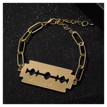 Браслет металл "Цепь" лезвие, цвет золото, 19см