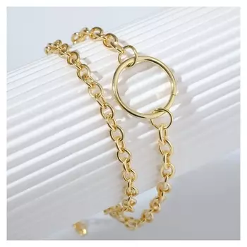 Браслет металл "Цепь" на кольце, цвет золото, 17см