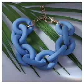 Браслет металл "Цепь" объёмная крупная, цвет синий, 19 см