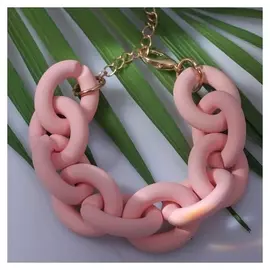Браслет металл "Цепь" объёмная крупная, цвет светло-розовый, 19 см