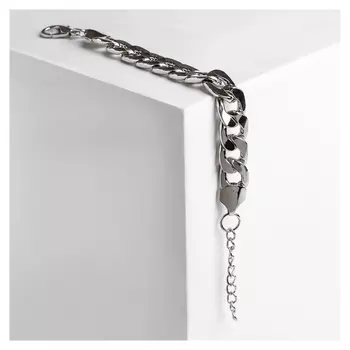 Браслет металл "Цепь" плоская, цвет серебро