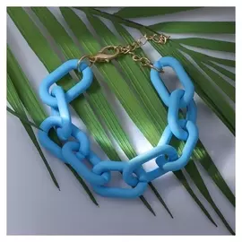 Браслет металл "Цепь" прямоугольные звенья, цвет голубой, 18 см