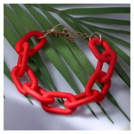 Браслет металл "Цепь" прямоугольные звенья, цвет красный, 18 см