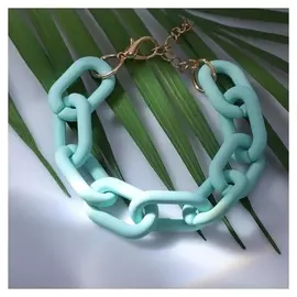 Браслет металл "Цепь" прямоугольные звенья, цвет мятный, 18 см
