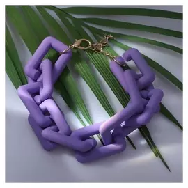 Браслет металл "Цепь" прямые углы, цвет фиолетовый, 18 см