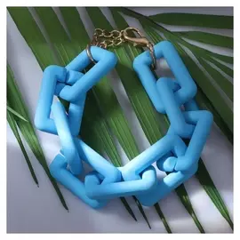 Браслет металл "Цепь" прямые углы, цвет голубой, 18 см